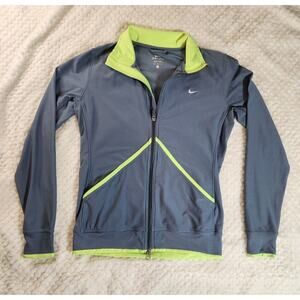 Sz M Nike Dri Fit Zip Up Jacket Green And Gray Womens Medium